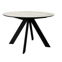 Стол DikLine SKC110 d1100 Керамика глянец Ostra Bianco (мрамор глянец белый)/подстолье черное/опоры черные