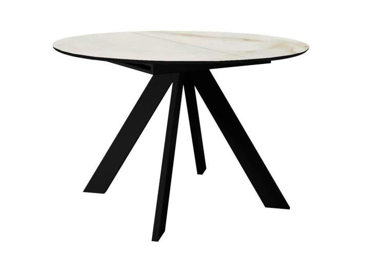 Стол DikLine SKC110 d1100 Керамика глянец Ostra Bianco (мрамор глянец белый)/подстолье черное/опоры черные