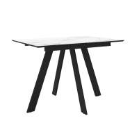 Стол DikLine DKD120, керамика 120(160)х80, мрамор белый матовый, опоры черные (2 уп.)