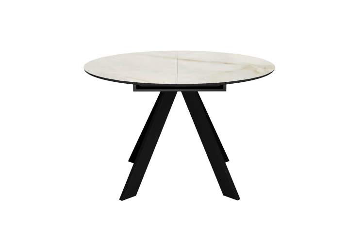 Стол DikLine SKC110 d1100 Керамика глянец Ostra Bianco (мрамор глянец белый)/подстолье черное/опоры черные-1