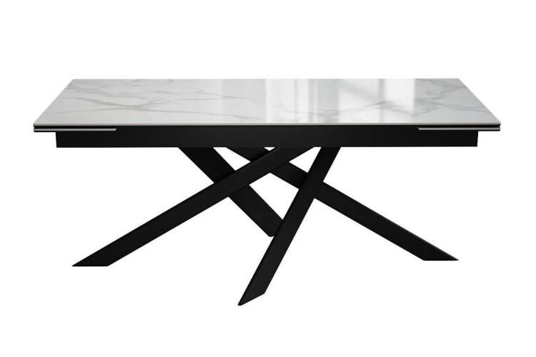 Стол DikLine EKX180, Керамика Белый глянец (К8/2), опоры черные (2 уп.)