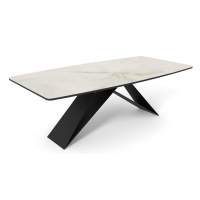 Стол DikLine SKY220 Керамика Ostra Bianco (мрамор глянец белый)/подстолье черное/опоры черные (2 уп.)