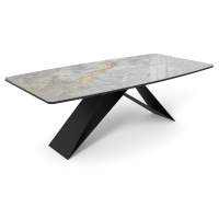 Стол DikLine SKY220 Керамика Titanium Silver River Polished/подстолье черное/опоры черные (2 уп.),