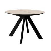 Стол DikLine SKC100 d1000 Керамика Krater Perla (бежевый матовый)/подстолье черное/опоры черные