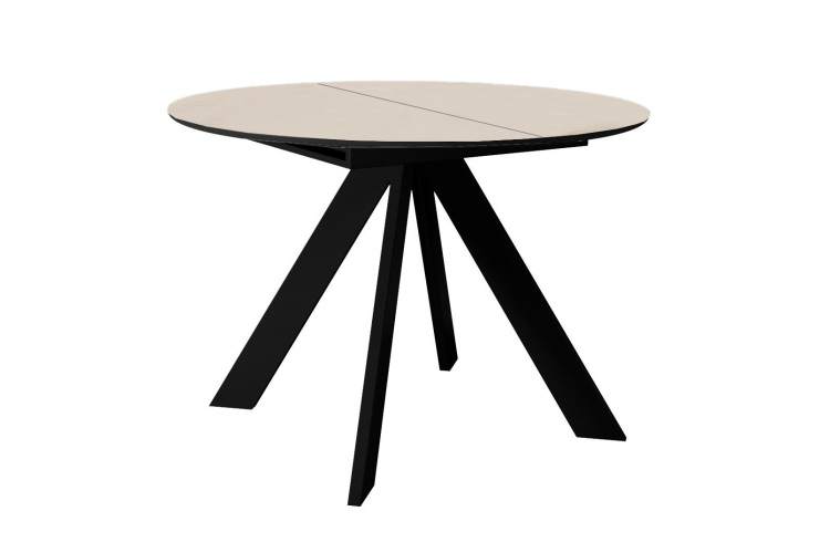 Стол DikLine SKC90 d900 Керамика Krater Perla (бежевый матовый)/подстолье черное/опоры черные