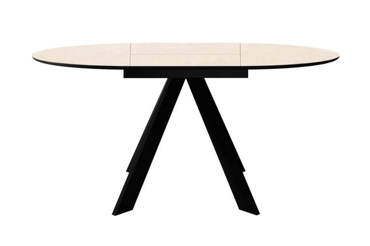 Стол DikLine SKC90 d900 Керамика Krater Perla (бежевый матовый)/подстолье черное/опоры черные-1