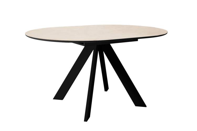 Стол DikLine SKC90 d900 Керамика Krater Perla (бежевый матовый)/подстолье черное/опоры черные-4