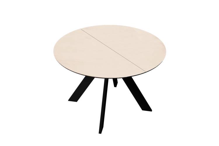 Стол DikLine SKC90 d900 Керамика Krater Perla (бежевый матовый)/подстолье черное/опоры черные-3