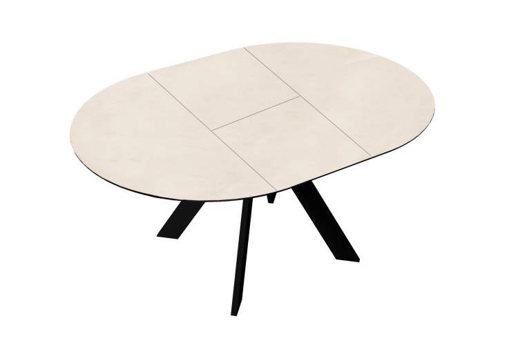 Стол DikLine SKC90 d900 Керамика Krater Perla (бежевый матовый)/подстолье черное/опоры черные-2