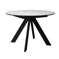 Стол DikLine SKC100 d1000 Керамика Белый мрамор/подстолье черное/опоры черные