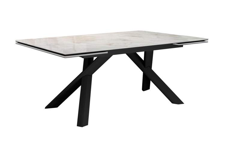 Стол DikLine DKX140 керамика Italian Grey (глянец серый), подстолье черное, опоры черные (2уп.)