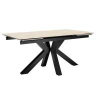 Стол DikLine SFE140 Керамика Krater Perla (бежевый матовый)/подстолье черное/опоры черные (2 уп.)