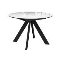 Стол DikLine SFC110 d1100 стекло Оптивайт Белый мрамор/подстолье черное/опоры черные