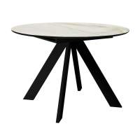 Стол DikLine SKC100 d1000 Керамика глянец Ostra Bianco (мрамор глянец белый)/подстолье черное/опоры черные