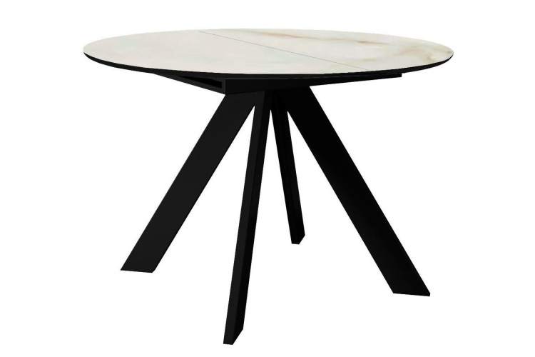 Стол DikLine SKC100 d1000 Керамика глянец Ostra Bianco (мрамор глянец белый)/подстолье черное/опоры черные