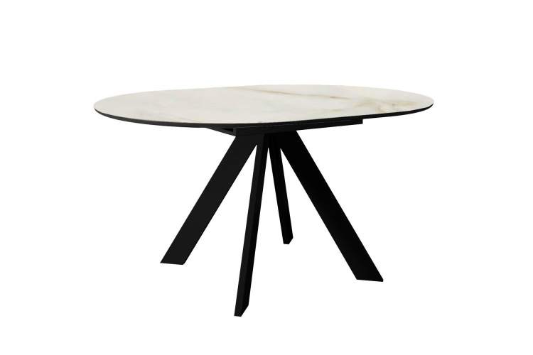 Стол DikLine SKC100 d1000 Керамика глянец Ostra Bianco (мрамор глянец белый)/подстолье черное/опоры черные-3