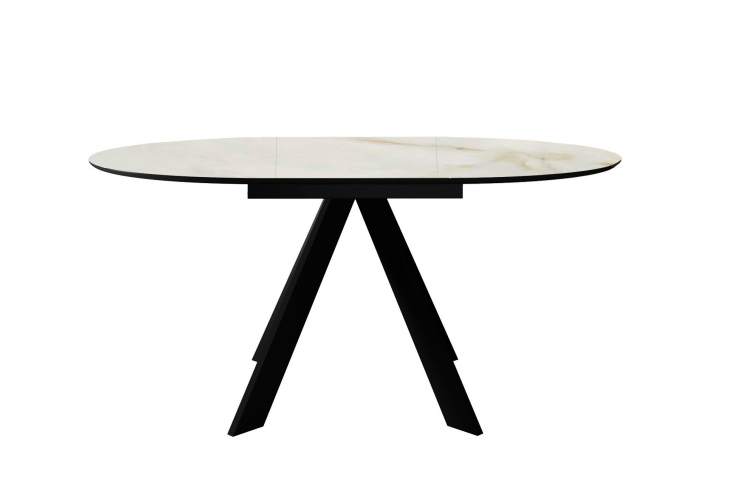 Стол DikLine SKC100 d1000 Керамика глянец Ostra Bianco (мрамор глянец белый)/подстолье черное/опоры черные-4