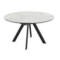 Стол DikLine SKC120 d1200 Керамика глянец Ostra Bianco (мрамор глянец белый)/подстолье черное/опоры черные