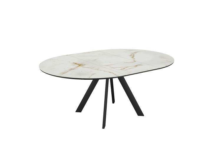 Стол DikLine SKC120 d1200 Керамика глянец Ostra Bianco (мрамор глянец белый)/подстолье черное/опоры черные-1