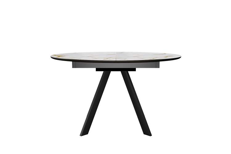 Стол DikLine SKC120 d1200 Керамика глянец Ostra Bianco (мрамор глянец белый)/подстолье черное/опоры черные-2