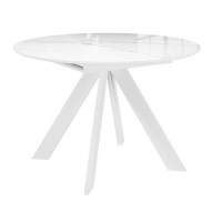 Стол DikLine SFC110 d1100 стекло Оптивайт Белый мрамор/подстолье белое/опоры белые