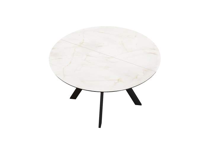 Стол DikLine SKC120 d1200 Керамика глянец Ostra Bianco (мрамор глянец белый)/подстолье черное/опоры черные-4