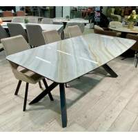 Стол DikLine KS220 керамика бежевый мрамор JA687 глянец Jasmin/опоры черные (2 уп.)