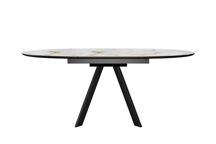 Стол DikLine SKC120 d1200 Керамика глянец Ostra Bianco (мрамор глянец белый)/подстолье черное/опоры черные-3