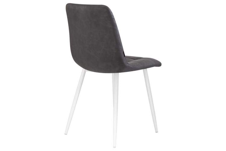 Стул обеденный DOBRIN ALEX, белые ножки, серая антрацитовая винтажная экокожа (RU-08)-3