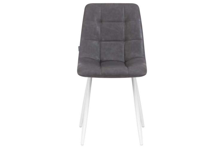 Стул обеденный DOBRIN ALEX, белые ножки, серая антрацитовая винтажная экокожа (RU-08)-5