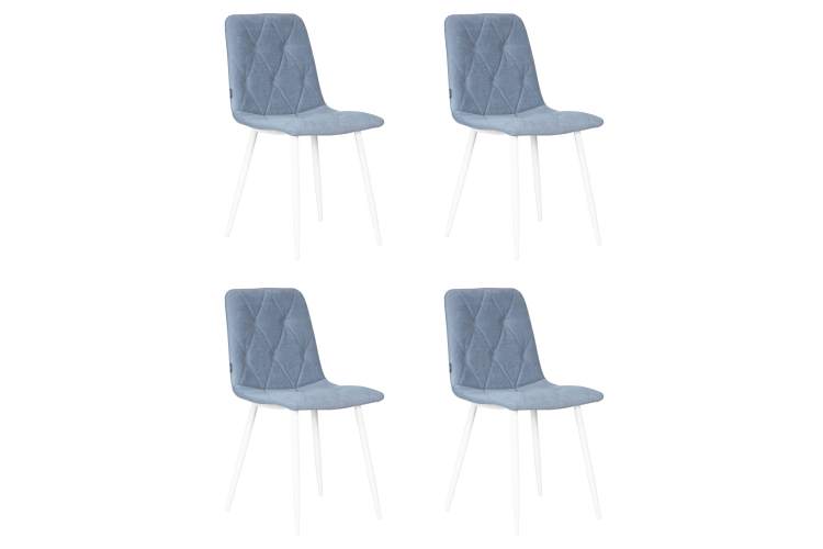 Набор 4 шт Стул обеденный DOBRIN CHILLY ROMBO, Серо-голубой Simple 26, основание белый
