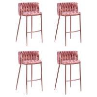 Набор 4 шт Стул барный DOBRIN EMMA ROSE GOLD, розовый велюр (VF-10)