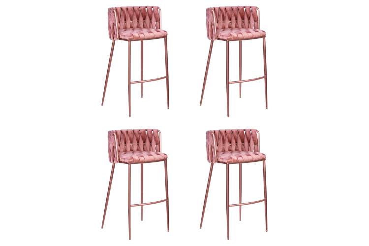 Набор 4 шт Стул барный DOBRIN EMMA ROSE GOLD, розовый велюр (VF-10)