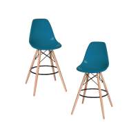 Набор 2 шт Стул барный DOBRIN DSW BAR, ножки светлый бук, цвет сиденья морской волны (G-05)