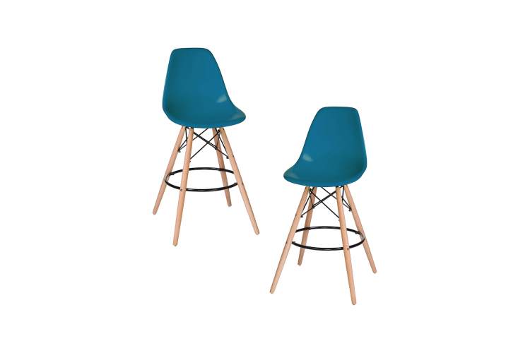 Набор 2 шт Стул барный DOBRIN DSW BAR, ножки светлый бук, цвет сиденья морской волны (G-05)