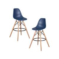Набор 2 шт Стул барный DOBRIN DSW BAR, ножки светлый бук, цвет тёмно-синий (BE-12)