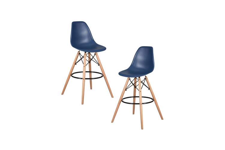 Набор 2 шт Стул барный DOBRIN DSW BAR, ножки светлый бук, цвет тёмно-синий (BE-12)