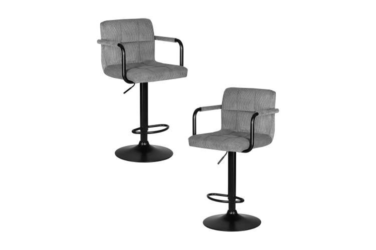 Набор 2 шт Стул барный DOBRIN KRUGER ARM BLACK, серый вельвет (LAR-E2041-25)