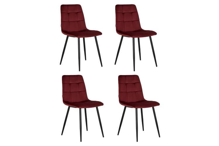 Набор 4 шт Стул обеденный DOBRIN CHILLY, Бордовый Holland 47, основание черное