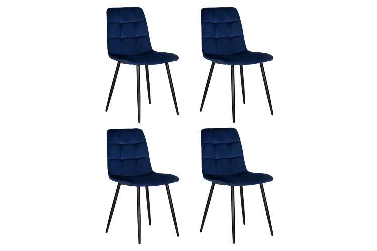 Набор 4 шт Стул обеденный DOBRIN CHILLY, Темно-синий Holland 60, основание черное