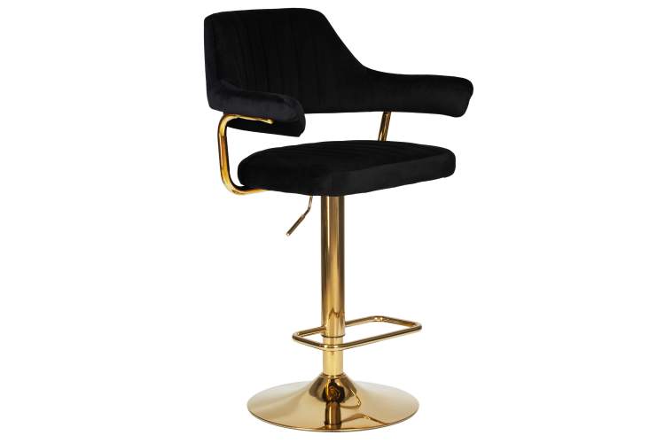 Набор 2 шт Стул барный DOBRIN CHARLY GOLD, черный велюр (MJ9-101)-2
