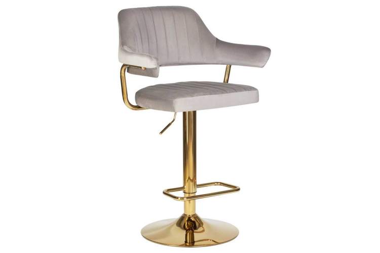 Стул барный DOBRIN CHARLY GOLD, серый велюр (MJ9-75)