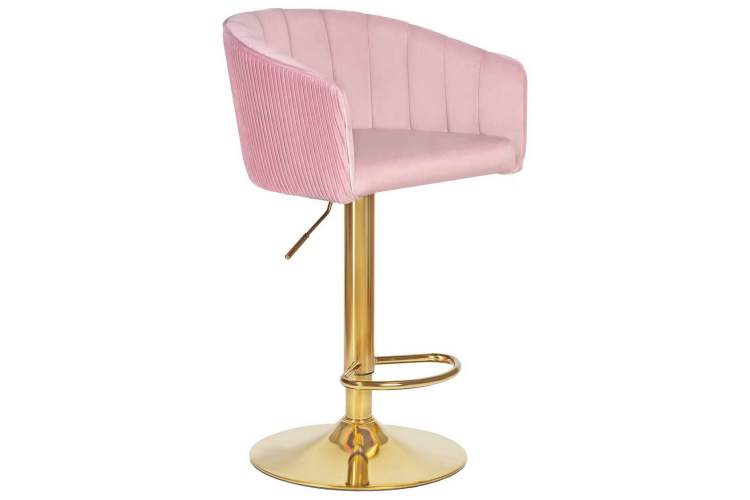 Стул барный DOBRIN DARCY GOLD, розовый велюр (1922-16)-1
