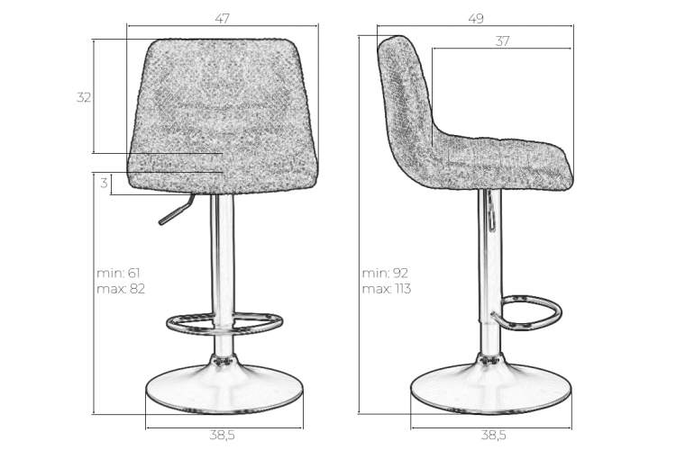 Стул барный DOBRIN TRAVIS, серый (VIVALDI15)-7