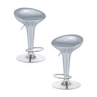 Набор 2 шт Стул барный DOBRIN BOMBA, серебряный металлик
