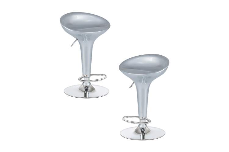 Набор 2 шт Стул барный DOBRIN BOMBA, серебряный металлик