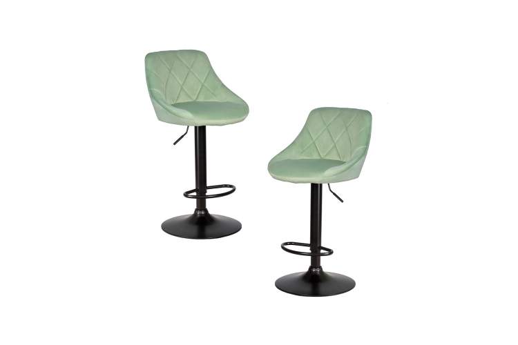 Набор 2 шт Стул барный DOBRIN LOGAN BLACK, мятный велюр (MJ9-87)