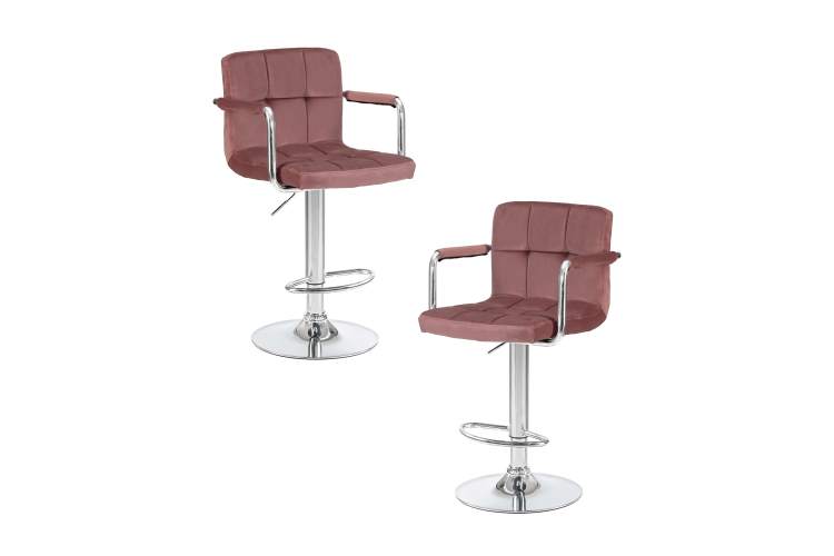 Набор 2 шт Стул барный DOBRIN KRUGER ARM, пудрово-розовый велюр (MJ9-32)