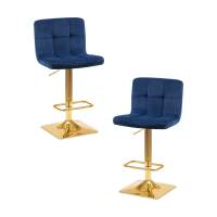 Набор 2 шт Стул барный DOBRIN GOLDIE, синий велюр (MJ9-117)