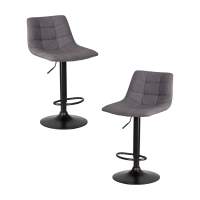 Набор 2 шт Стул барный DOBRIN TAILOR BLACK, серая ткань (188-55)